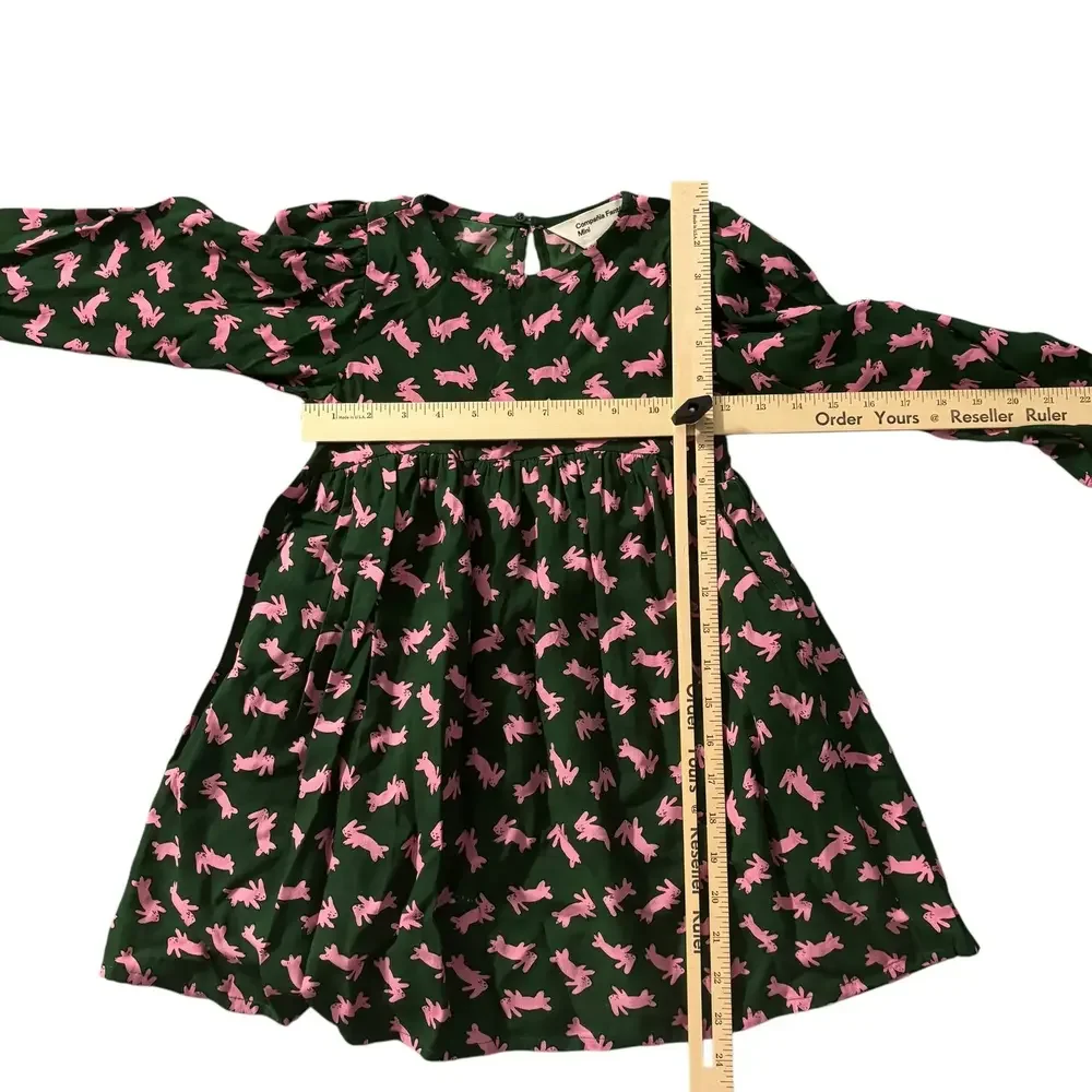 Compania Fantastica Dress Girls 6 Small‎ Mini Bunnies Green Pink Long Sleeve